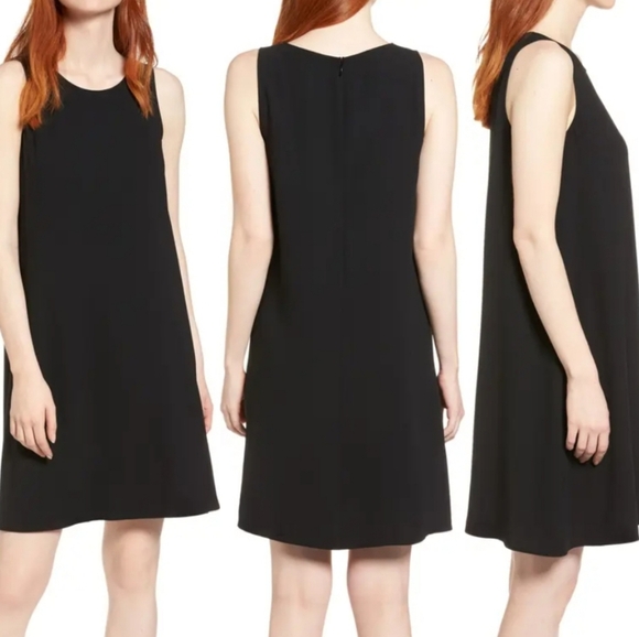 Halogen Black Lightweight A-line Casual Hidden Zipper Knee length Dress sz S - Picture 1 of 12